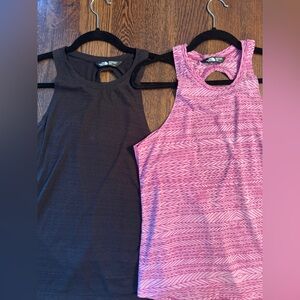 Two North Face active tanks, pink and black